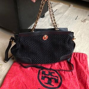 Tory Burch Genuine Leather & Woven Bag
